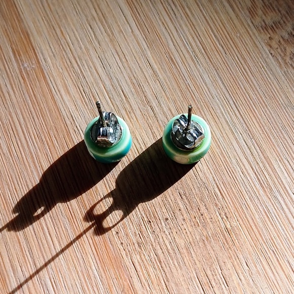 Turquoise Bead Stud Earrings - Picture 3 of 4